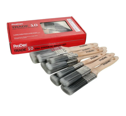 10 x Prodec Premier Trade Paint Brush Set Synthetic Brushes DIY Set